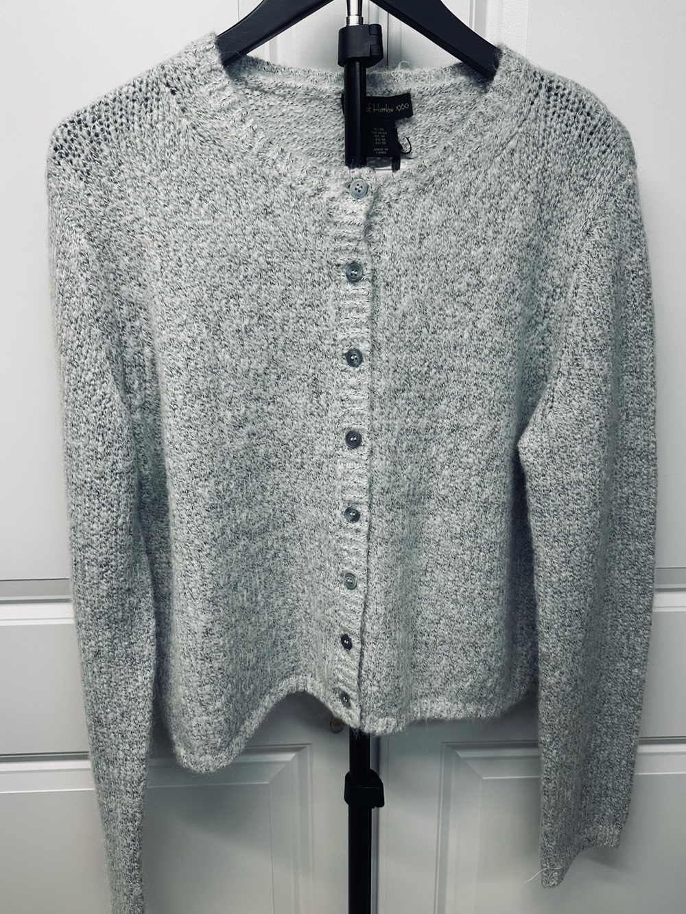 NWT House of Harlow 1960 Marled Grey Fuzzy Knit Cardigan Sweater Size M